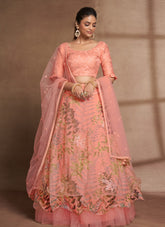 Modern Peach Colour Partywear Lehenga Choli
